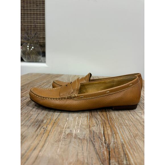 Talbots Camel Colored Slip on Driving Leather Loafers Brown Size 9.5 - Picture 5 of 11